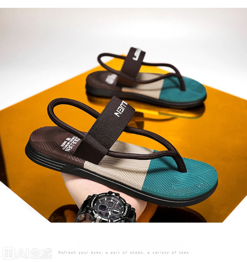 Men's Outdoor Non-Slip Sandals, EVA Lightweight Thick-Sole Beach Slippers for Casual &ports(brown-44)