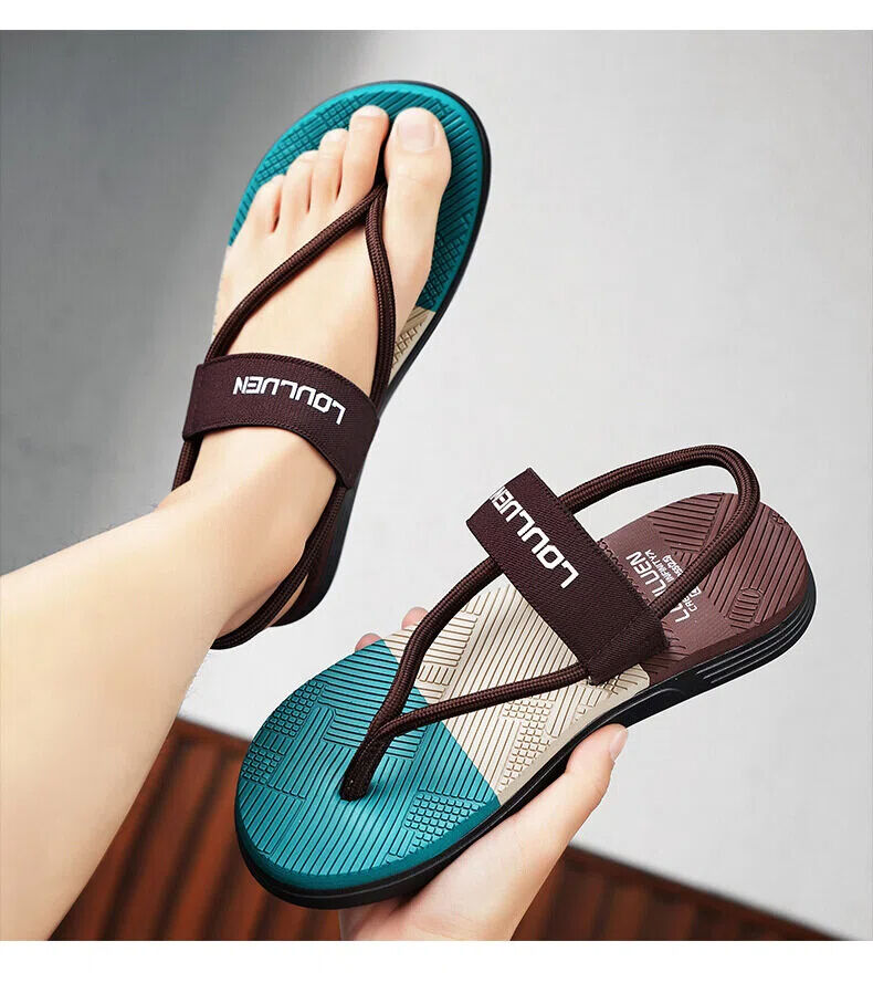 Men's Outdoor Non-Slip Sandals, EVA Lightweight Thick-Sole Beach Slippers for Casual &ports(brown-44)