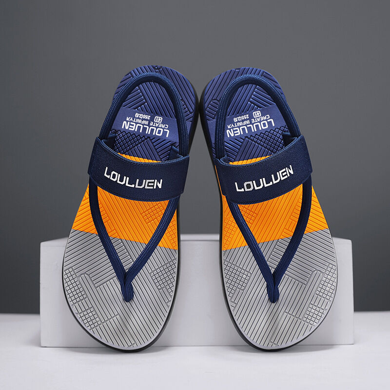 Men's Outdoor Non-Slip Sandals, EVA Lightweight Thick-Sole Beach Slippers for Casual & Sports(dark blue-40)