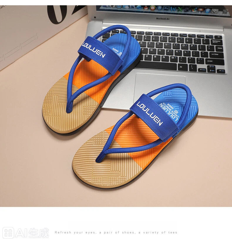 Men's Outdoor Non-Slip Sandals, EVA Lightweight Thick-Sole Beach Slippers for Casual & Sports(royal blue-43)