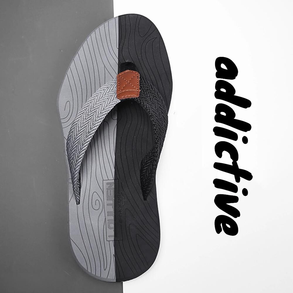 Men's Outdoor Non-Slip Flip Flops, 6 Colors EVA Lightweight Thick-Sole Beach Sandals for Casual & Sports(black and gray-40)