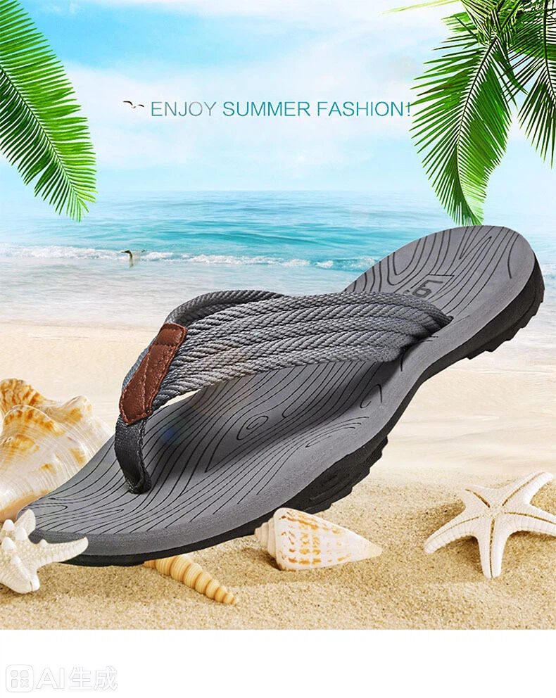 Men's Outdoor Non-Slip Flip Flops, 6 Colors EVA Lightweight Thick-Sole Beach Sandals for Casual & Sports(gray-39)