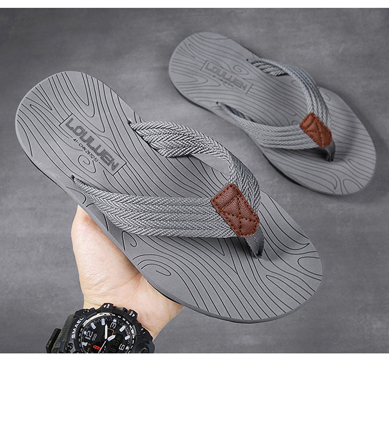 Men's Outdoor Non-Slip Flip Flops, 6 Colors EVA Lightweight Thick-Sole Beach Sandals for Casual & Sports(gray-43)