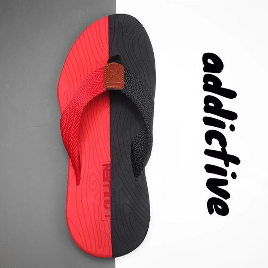 Men's Outdoor Non-Slip Flip Flops, 6 Colors EVA Lightweight Thick-Sole Beach Sandals for Casual & Sports(red and black-42)