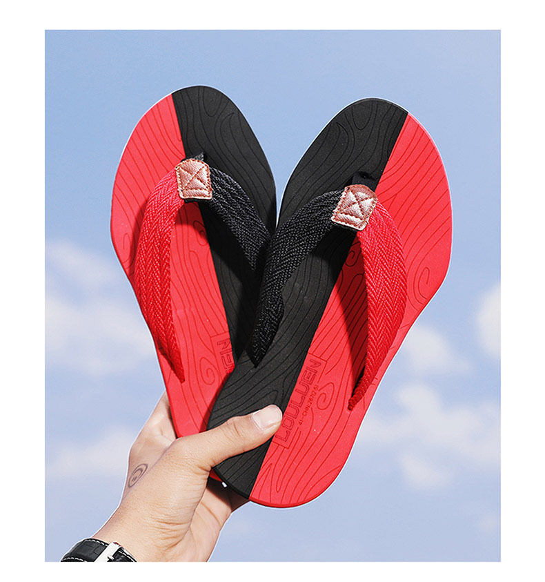 Men's Outdoor Non-Slip Flip Flops, 6 Colors EVA Lightweight Thick-Sole Beach Sandals for Casual & Sports(red and black-42)