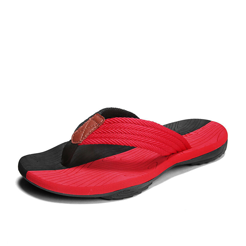 Men's Outdoor Non-Slip Flip Flops, 6 Colors EVA Lightweight Thick-Sole Beach Sandals for Casual & Sports(red and black-45)