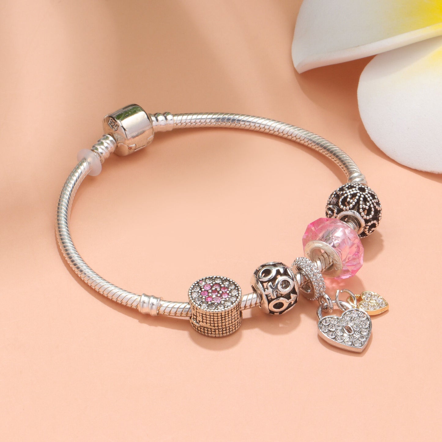 Rose Gold Petal Zircon Bracelet(19cm)