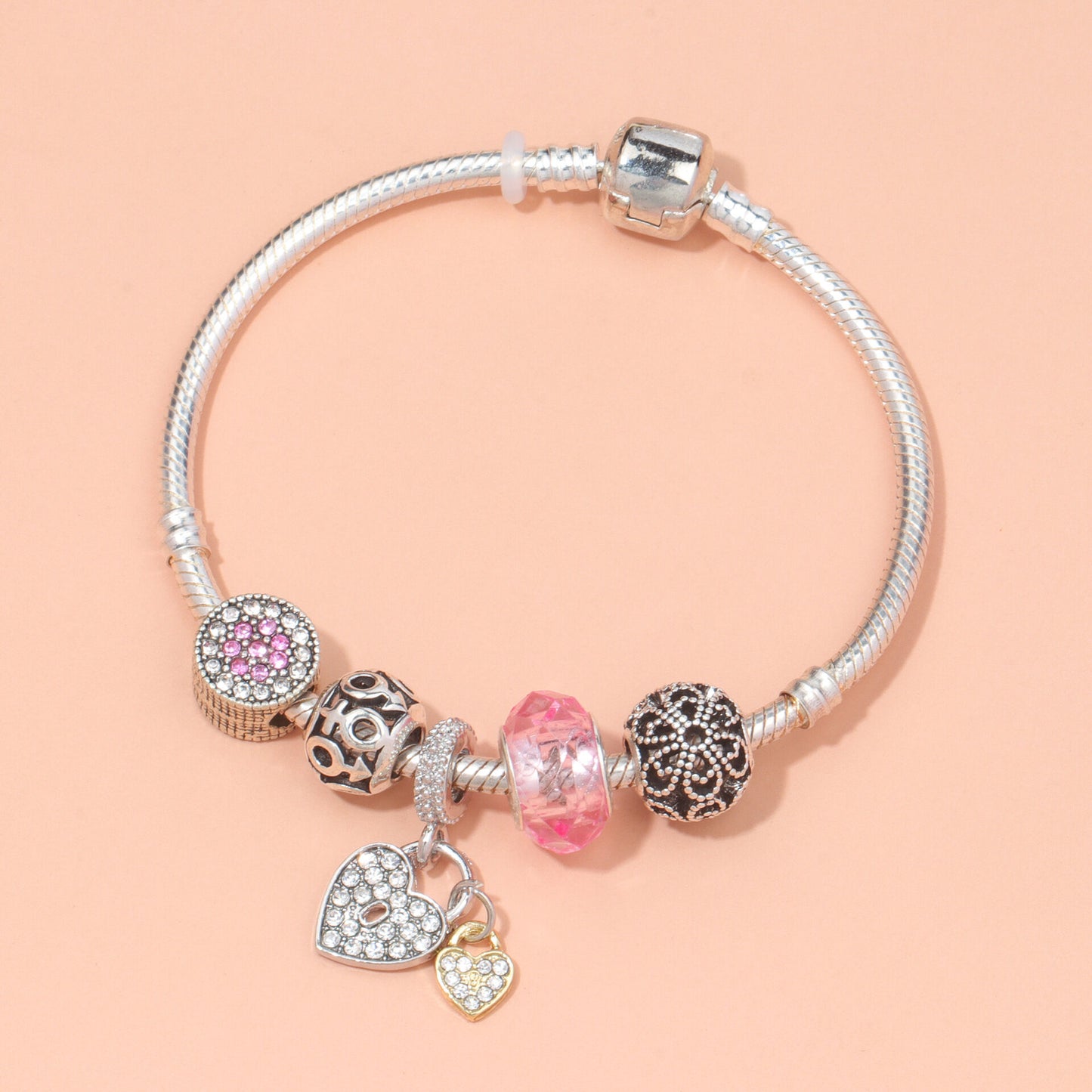 Rose Gold Petal Zircon Bracelet(20cm)