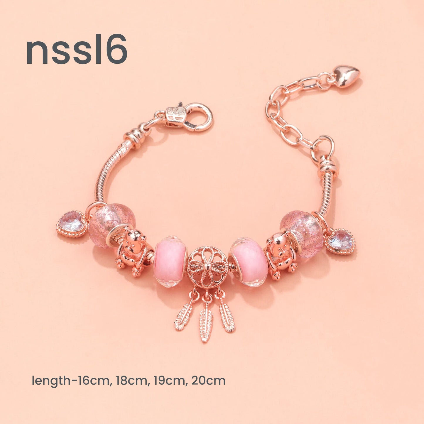 10 Styles Charm Bracelets Set: Colorful Alloy & Glass Beaded Bracelets, Adjustable Length 16-24cm(double)