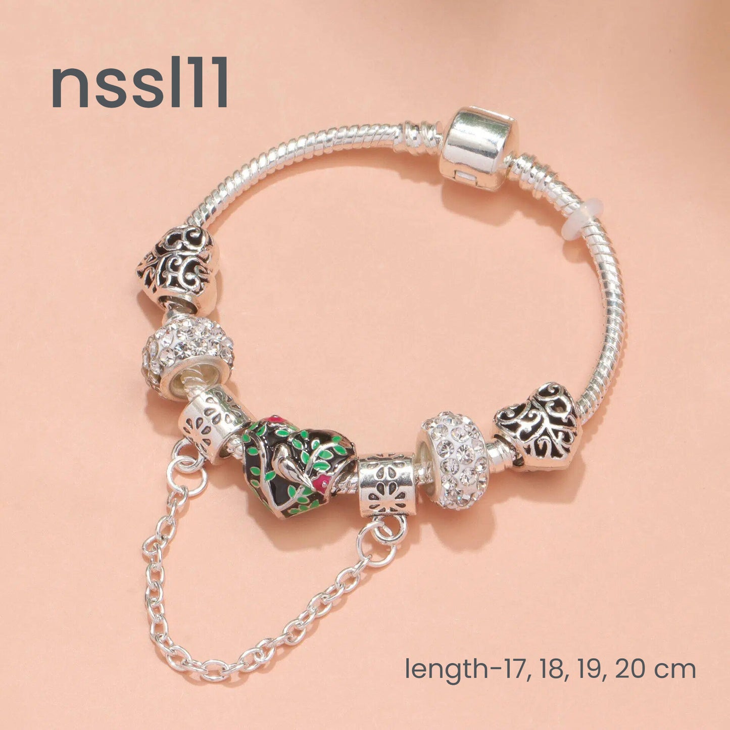 10 Styles Charm Bracelets Set: Colorful Alloy & Glass Beaded Bracelets, Adjustable Length 16-24cm(double)