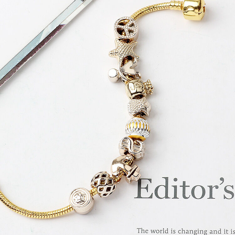 Golden Tropical Marine Life Anchor Money Bag Dollar Bead Bracelet(19cm)
