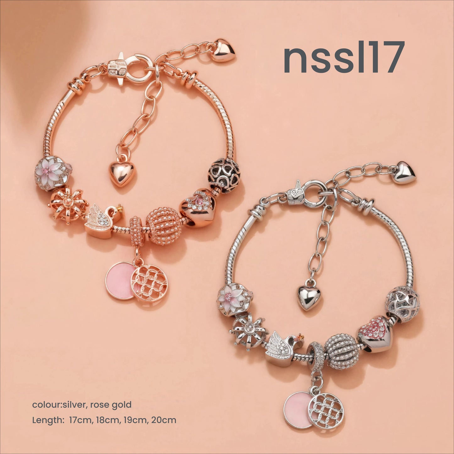 10 Styles Charm Bracelets Set: Colorful Alloy & Glass Beaded Bracelets, Adjustable Length 16-21cm(double)