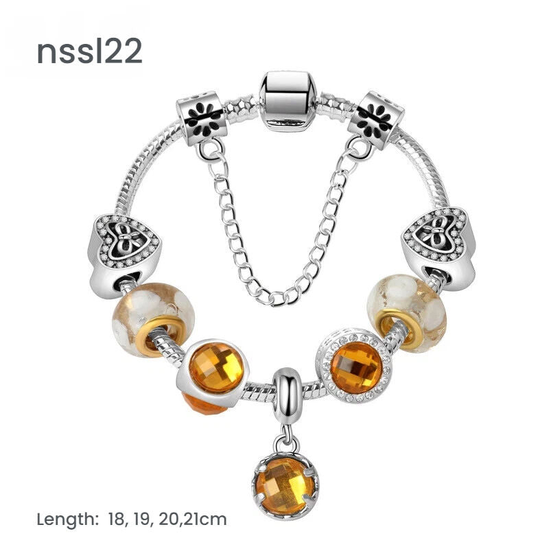 10 Styles Charm Bracelets Set: Colorful Alloy & Glass Beaded Bracelets, Adjustable Length 16-21cm(double)