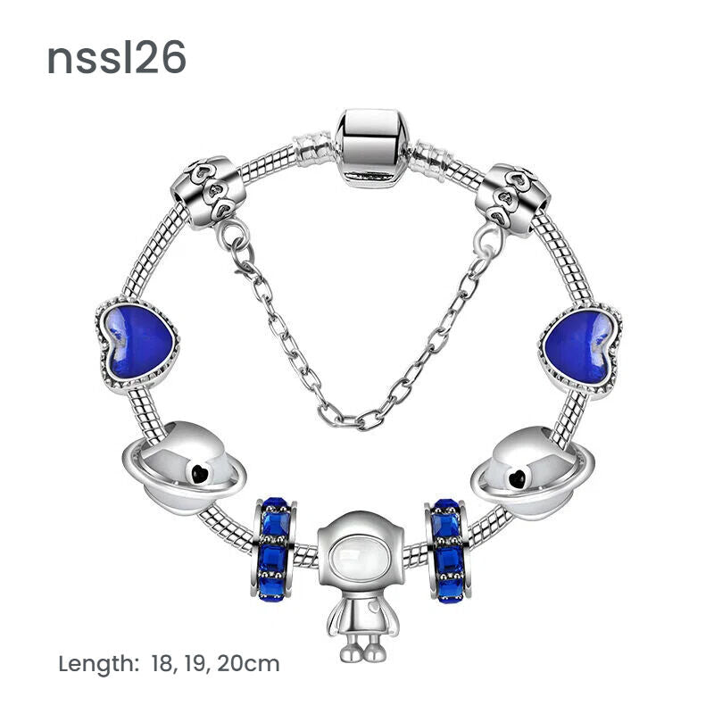 10 Styles Charm Bracelets Set: Colorful Alloy & Glass Beaded Bracelets, Adjustable Length 16-21cm(triple)