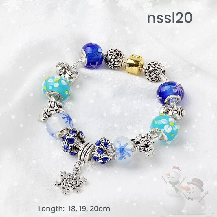 10 Styles Charm Bracelets Set: Colorful Alloy & Glass Beaded Bracelets, Adjustable Length 16-21cm(triple)