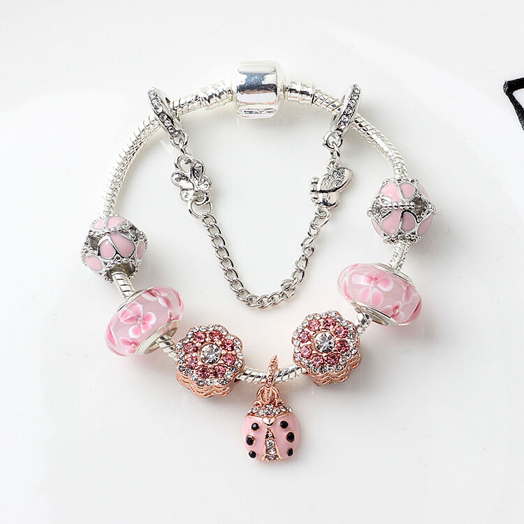 Spring Blossom Charm Bracelet with Flower Beads(20cm)