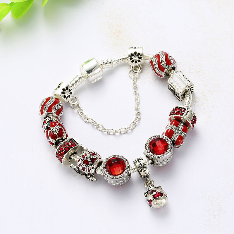 Vintage Silver-Plated Zircon Beaded Bracelet(20cm)