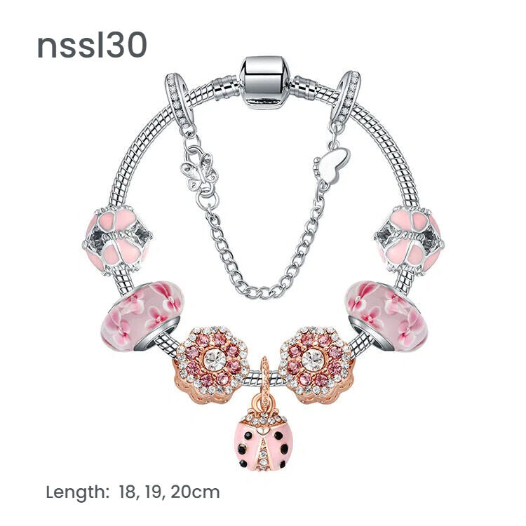 11 Styles Charm Bracelets Set,Colorful Alloy & Glass Beaded Bracelets(double)