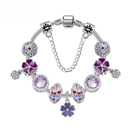 Combo Deal: Tortoise Bead, Purple Floral, Blue Starry Sky Bracelets - Mix & Match(double-20cm)