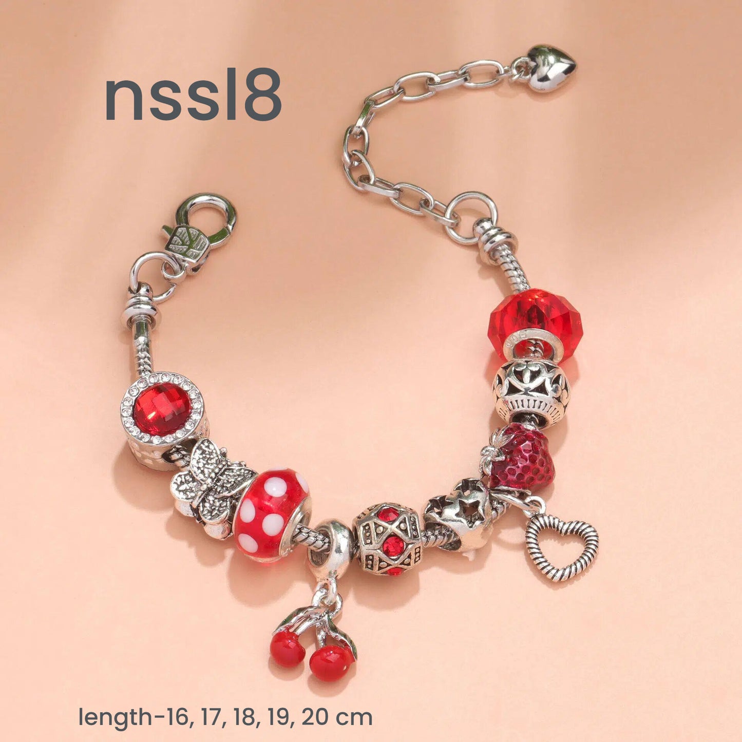 10 Styles Charm Bracelets Set: Colorful Alloy & Glass Beaded Bracelets, Adjustable Length 16-24cm(triple)