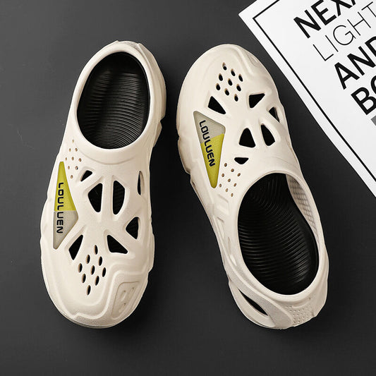 Men's Summer EVA Crocs with 3 Color Options - Breathable, Non-Slip, Comfortable Beach & Casual Sandals(white&black-40-41)