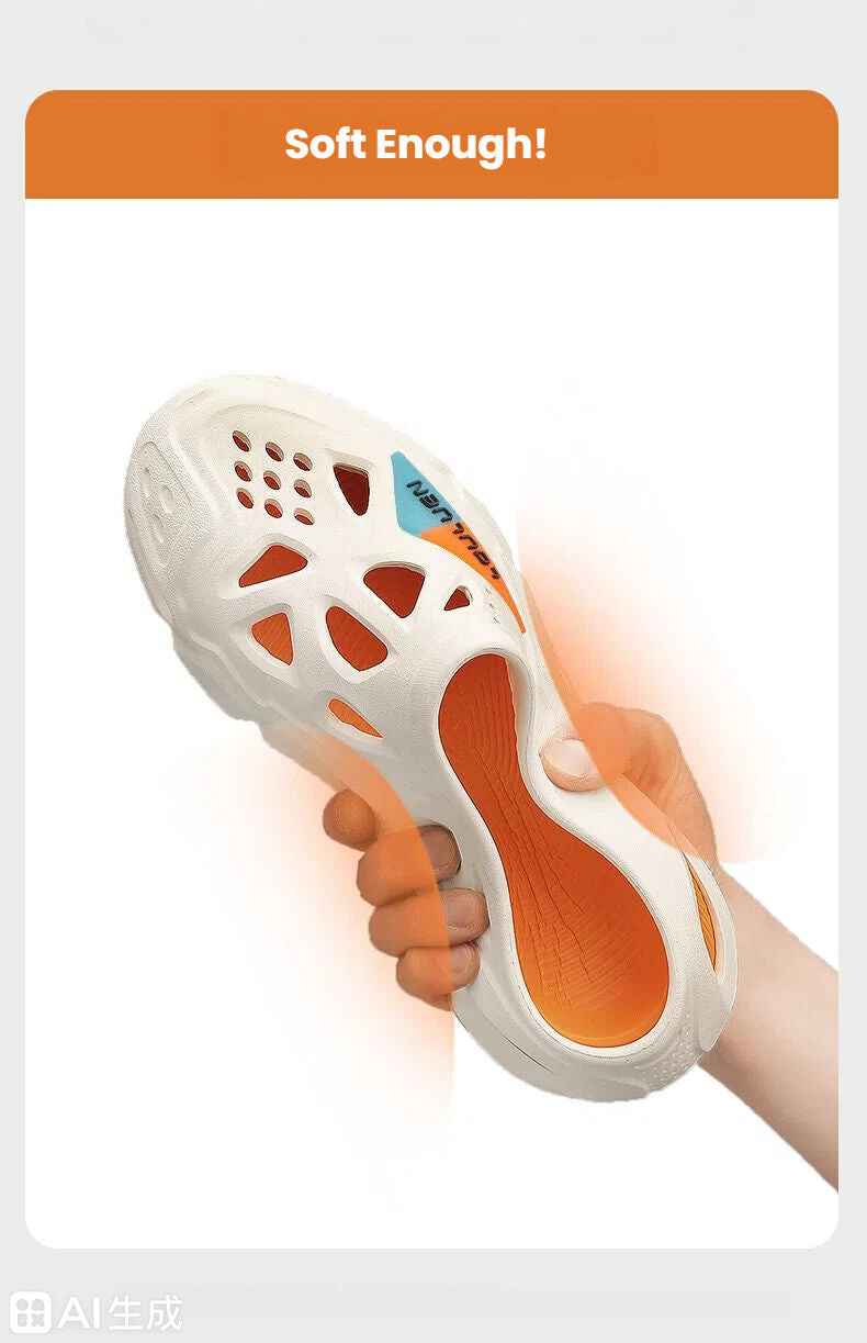 Men's Summer EVA Crocs with 3 Color Options - Breathable, Non-Slip, Comfortable Beach & Casual Sandals(white&orange-40-41)