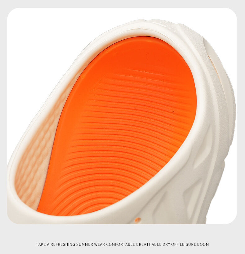 Men's Summer EVA Crocs with 3 Color Options - Breathable, Non-Slip, Comfortable Beach & Casual Sandals(white&orange-44-45)