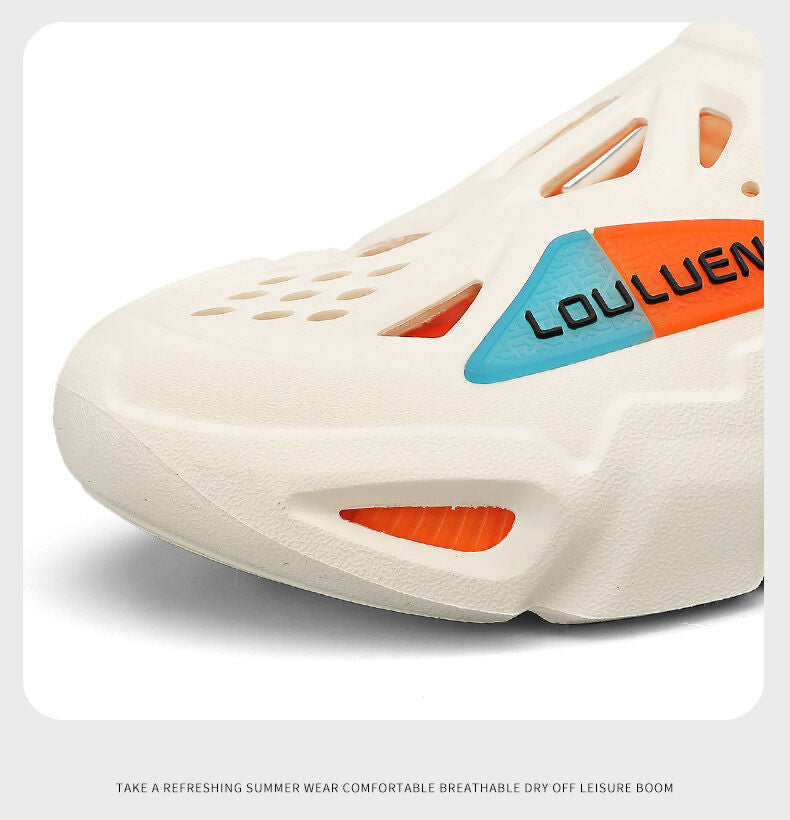 Men's Summer EVA Crocs with 3 Color Options - Breathable, Non-Slip, Comfortable Beach & Casual Sandals(white&purple-42-43)