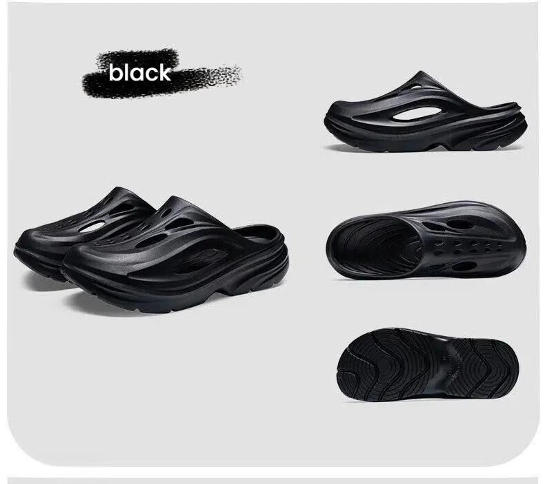 Men's Summer EVA Crocs with 3 Color Options - Breathable, Non-Slip, Comfortable Beach & Casual Sandals(black-42.5-43)