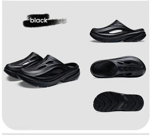 Men's Summer EVA Crocs with 3 Color Options - Breathable, Non-Slip, Comfortable Beach & Casual Sandals(black-44.5-45)