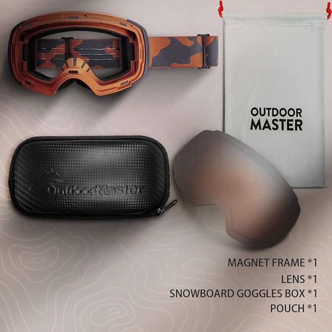 OutdoorMaster Ski Goggles PRO - Frameless, Interchangeable Lens 100% UV400 Protection Snow Goggles for Men & Women-OM-2