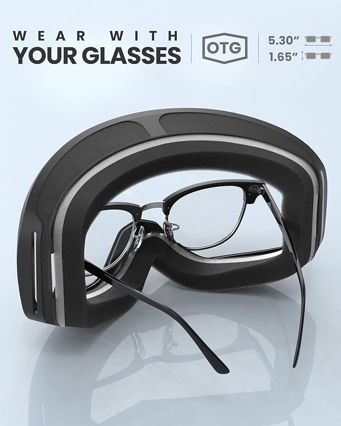 OutdoorMaster Owl Ski Goggles OTG, Snow Snowboard Goggles for Men Women Youth, Anti-Fog, 100% UV Protection-OM-72