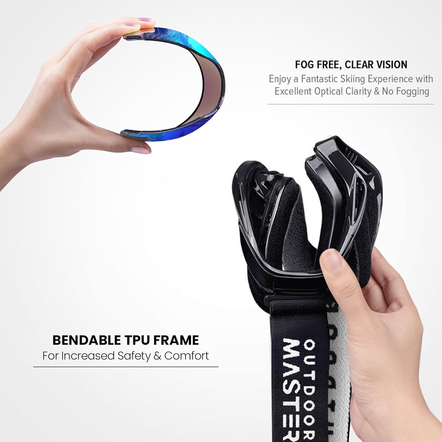 OutdoorMaster OTG Ski Goggles - Over Glasses Ski/Snowboard Goggles for Men, Women & Youth - 100% UV Protection-OM-5