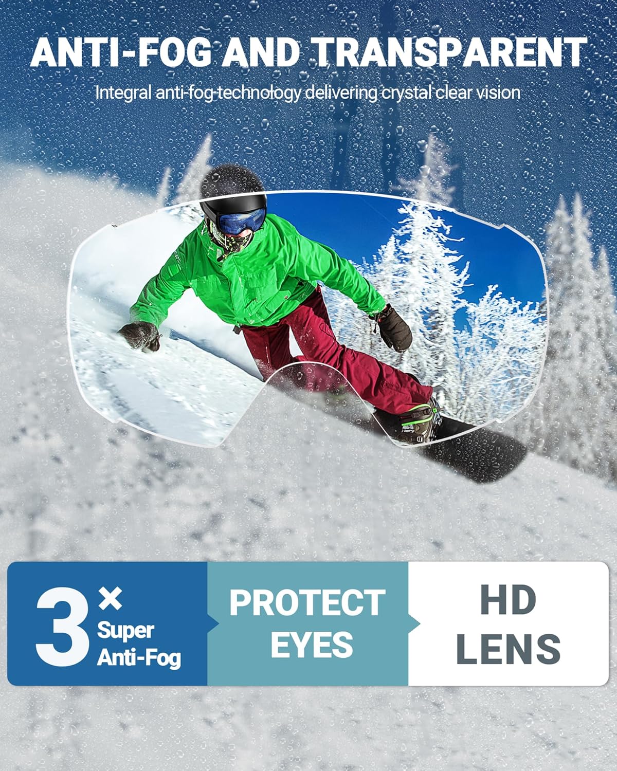OutdoorMaster Ski Goggles with Cover Snowboard Snow Goggles OTG Anti-Fog -100% UV Protection-OM-18