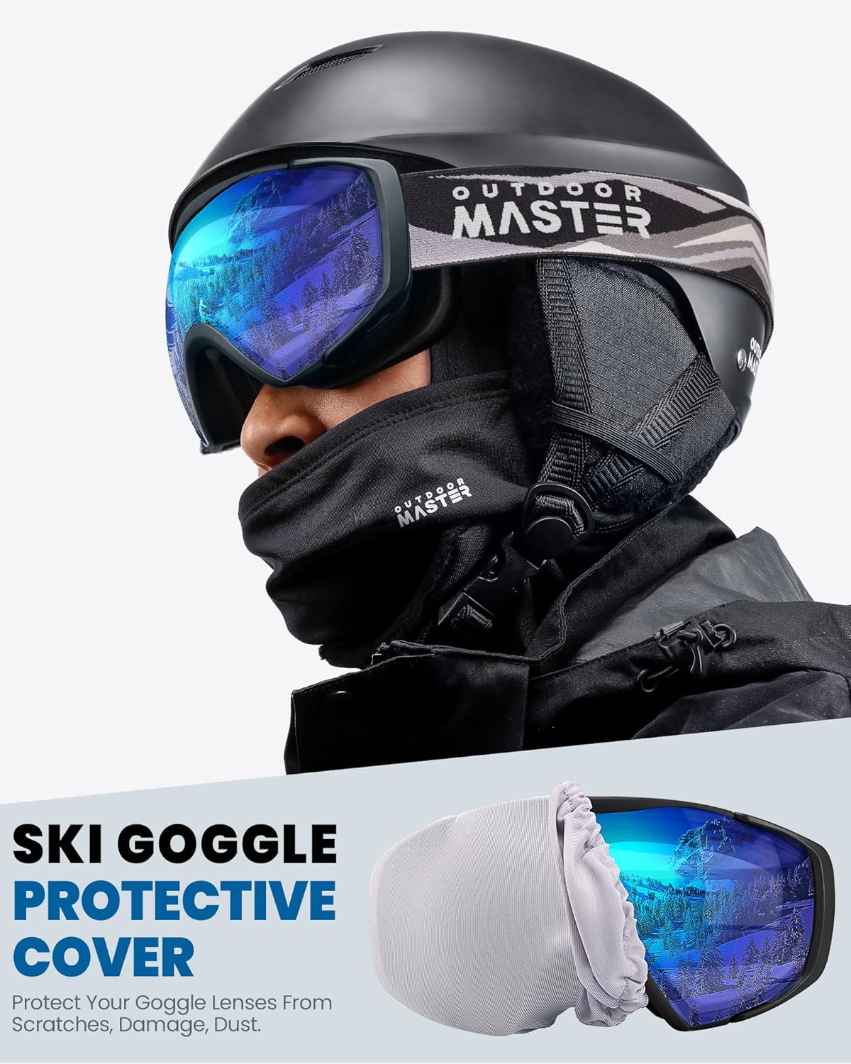 OutdoorMaster Ski Goggles with Cover Snowboard Snow Goggles OTG Anti-Fog -100% UV Protection-OM-18