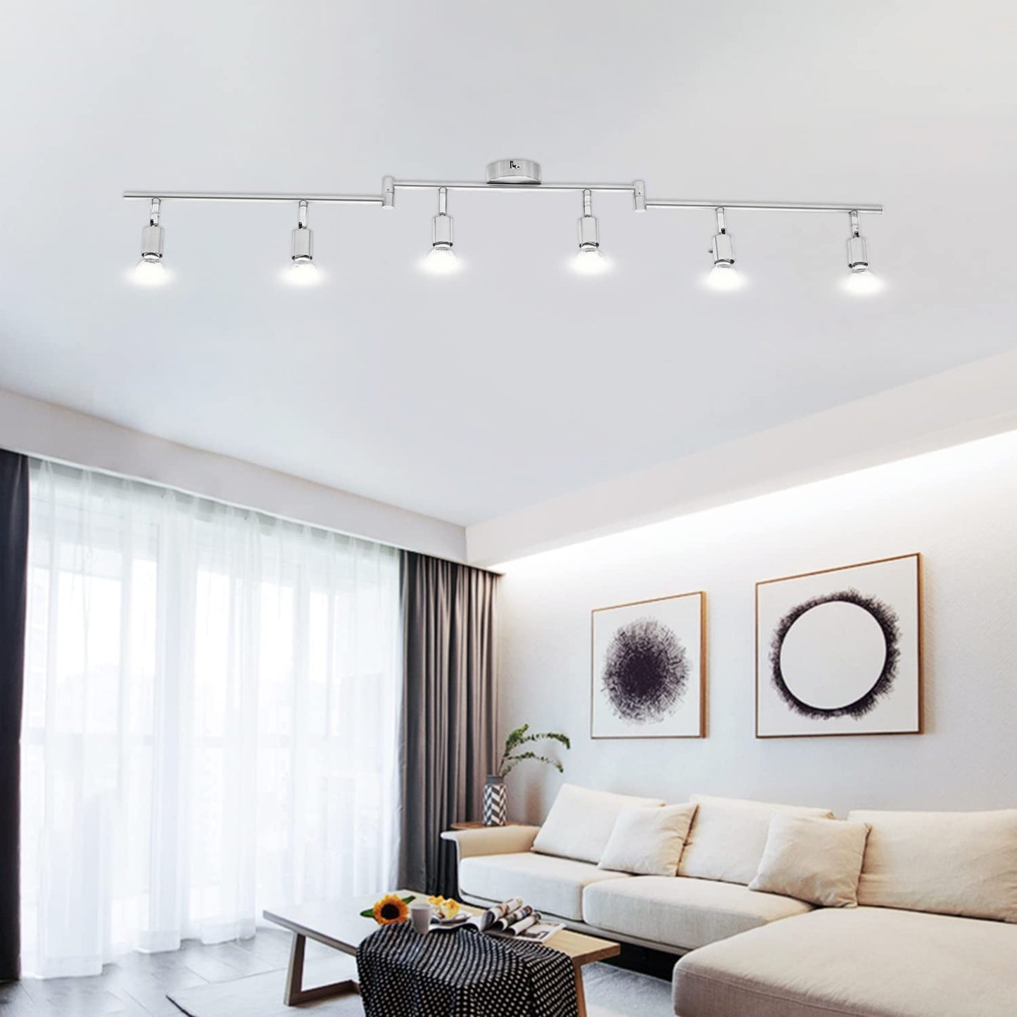 Kitchen Lights, 6-Light Ceiling Lighting Kits, Swivelling Ceiling Spotlight for Bedroom, Kitchen and Living Room(GU10 LED Bulbs not Included) (Brush Nickel)