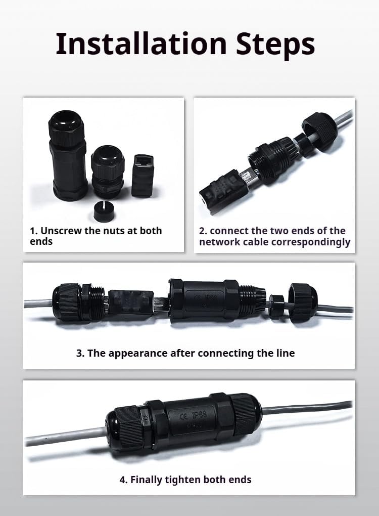 Starlink Coupler  for Starlink Cable/Cat7/Cat6/Cat5E/Cat5 Network LAN Cable Extender IP68 Waterproof (PoE Supported)