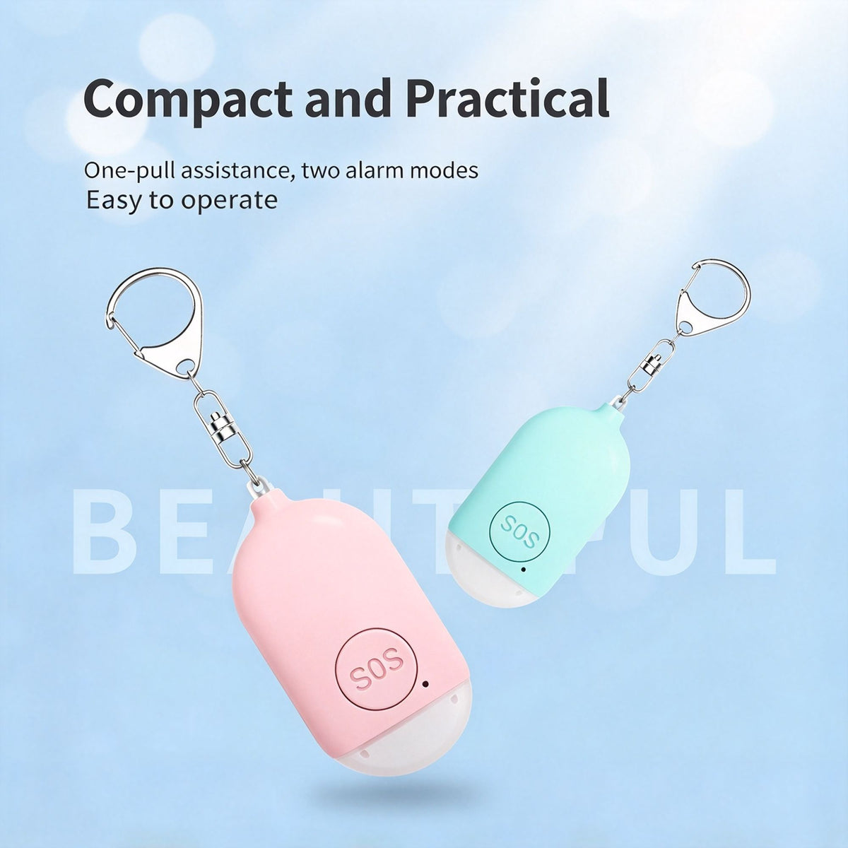 Rechargeable Self‑Defense Personal Alarm Flashlight B300 Blue English Packaging, Loud Emergency Alert Device, Holiday Outdoor Travel Personal Safety Protector