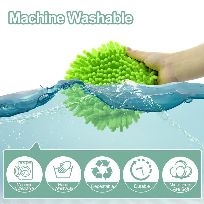 Replacement Microfiber Mop Head Pads Compatible with Vileda Ocedar Spin Mop - Triangle Chenille Cleaning Cloth Refill - Green 4-Pack with Cap