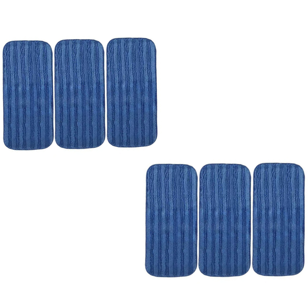 Replacement Mop Pads Compatible with Swiffer Wet Jet - Reusable Microfiber Dry Wet Cleaning Cloth - Blue 6-Pack