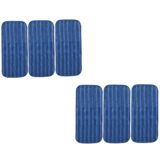 Replacement Mop Pads Compatible with Swiffer Wet Jet - Reusable Microfiber Dry Wet Cleaning Cloth - Blue 6-Pack
