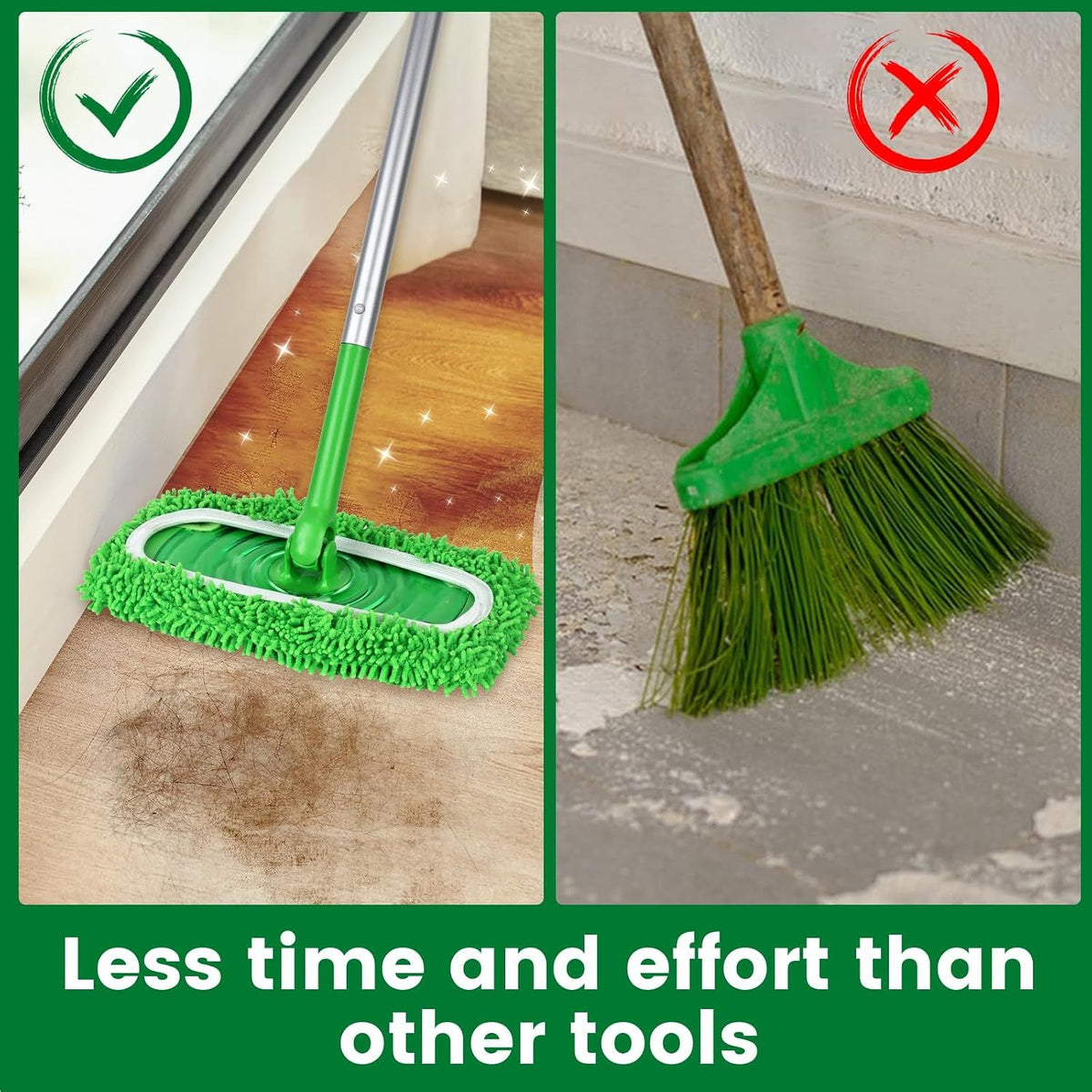 6Pcs Reusable Microfiber Mop Pads Compatible with Swiffer Sweeper Mop - Replacement Wet Mopping Pad Refills & Washable Dry Sweeping Cloths for Surface Hardwood Floor Cleaning