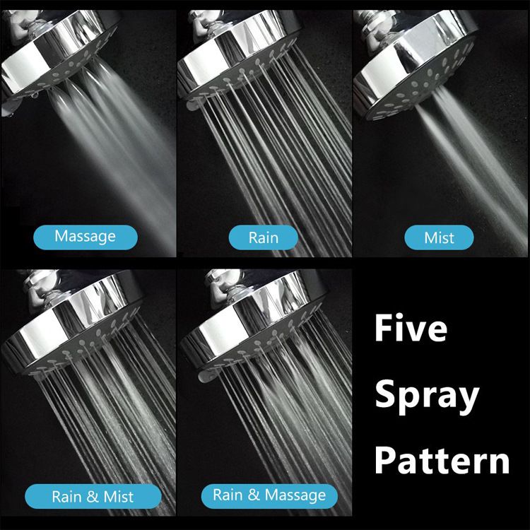 4 Inch Shower Head with 5 Spray Modes - High Pressure Handheld Showerhead for Bathroom Hotel Spa - Black Copper Ball Head