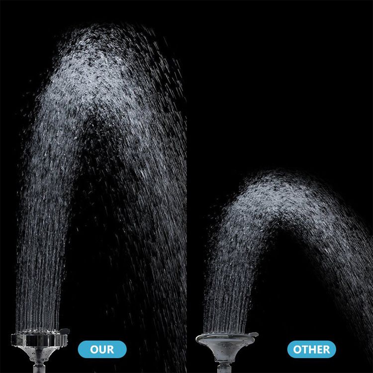 4 Inch Shower Head with 5 Spray Modes - High Pressure Handheld Showerhead for Bathroom Hotel Spa - Black Copper Ball Head with Wall Tube & Tape