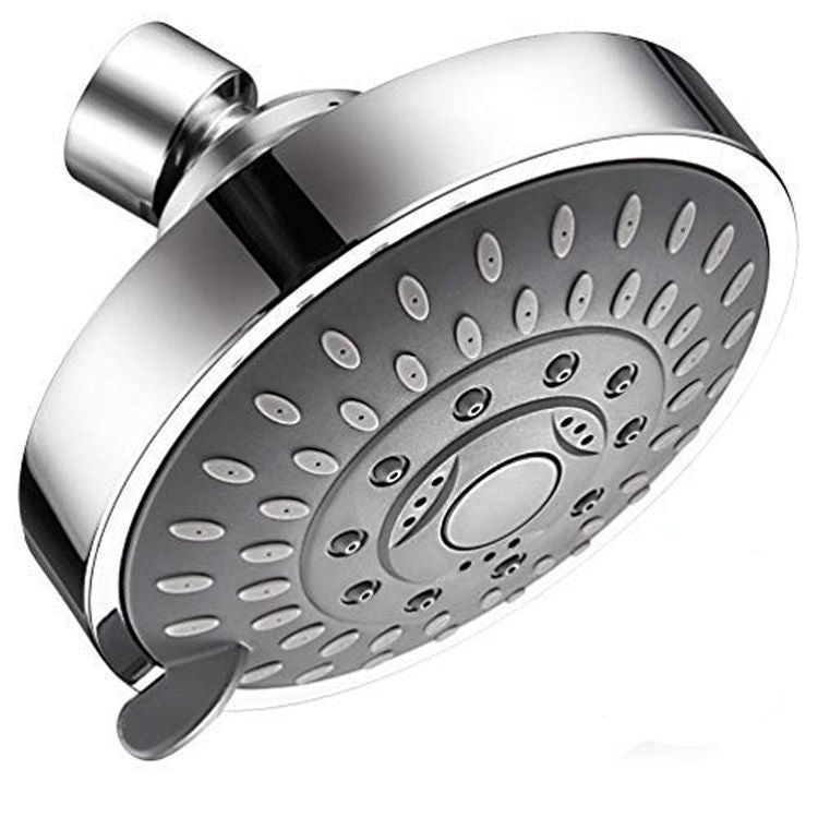 4 Inch Shower Head with 5 Spray Modes - High Pressure Handheld Showerhead for Bathroom Hotel Spa - Silver Copper Ball Head