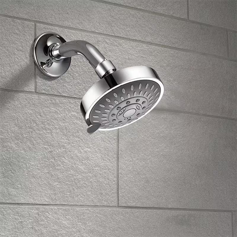 4 Inch Shower Head with 5 Spray Modes - High Pressure Handheld Showerhead for Bathroom Hotel Spa - Silver Copper Ball Head with Wall Tube & Tape