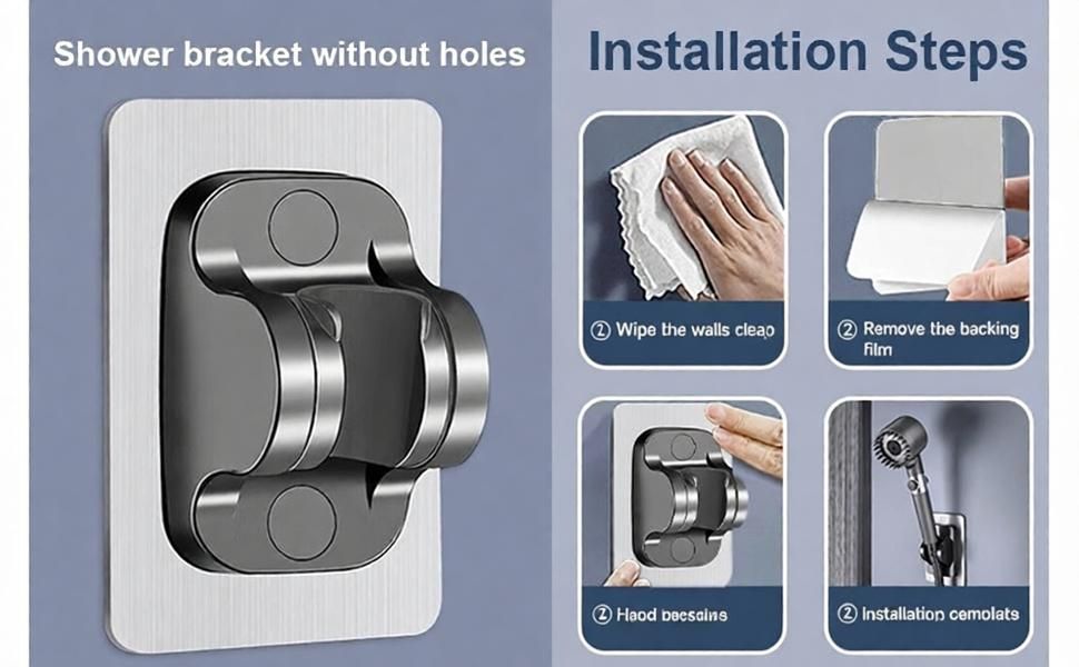 Handheld Shower Head with Brush Massage - High Pressure Filtered Showerhead with Switch for Bathroom - Drill-Free Bracket