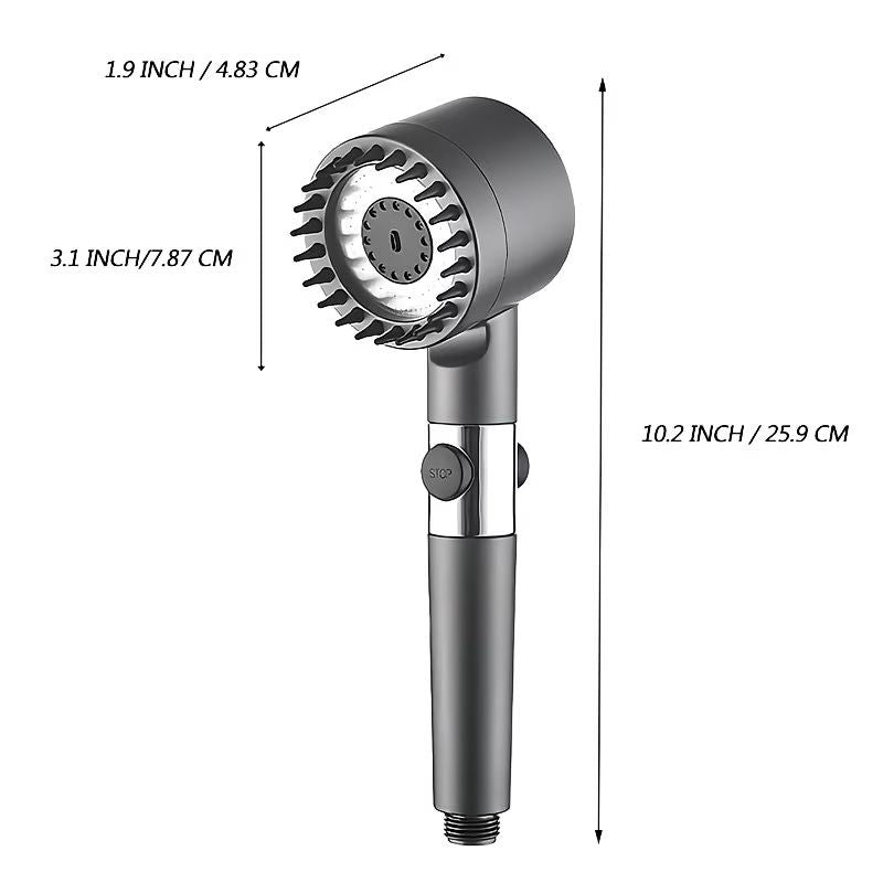 Handheld Shower Head with Brush Massage - High Pressure Filtered Showerhead with Switch for Bathroom - Brush Booster Shower Head
