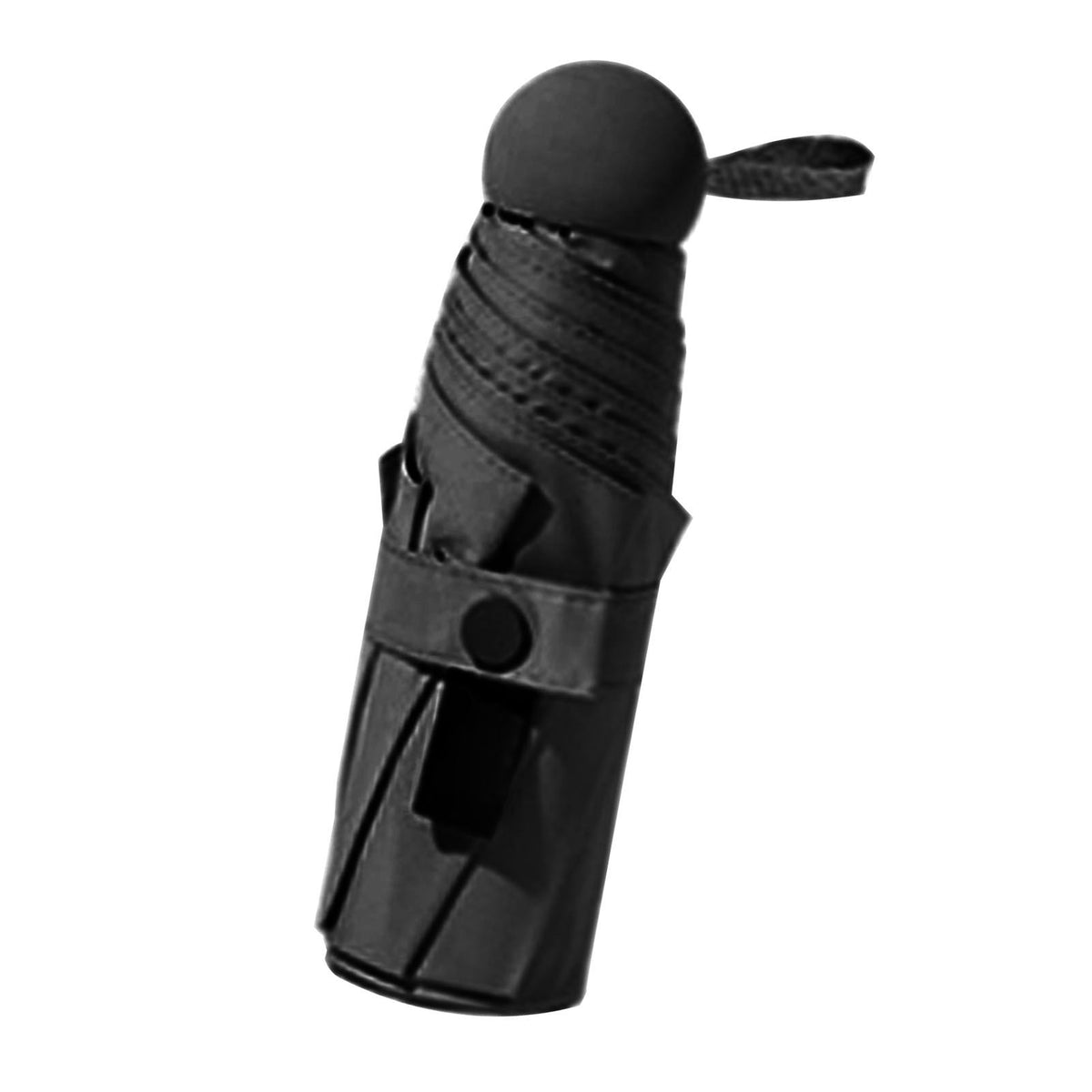 Folding Travel Mini Umbrella Windproof UV Protection Lightweight Portable Sun Rain Capsule Umbrella Black (6 Ribs)