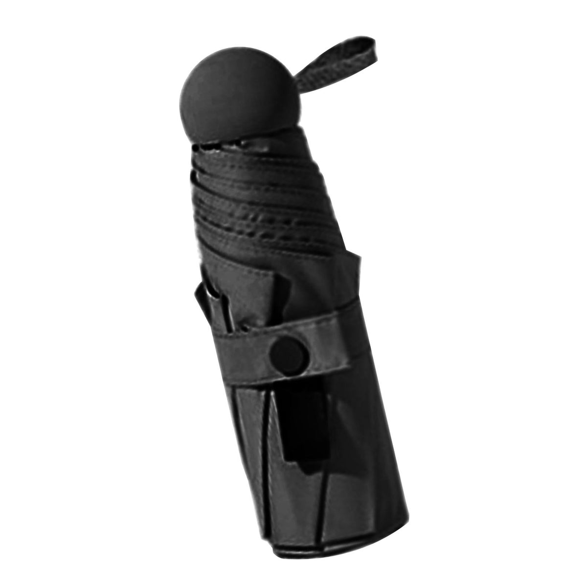 Folding Travel Mini Umbrella Windproof UV Protection Lightweight Portable Sun Rain Capsule Umbrella Black (6 Ribs)